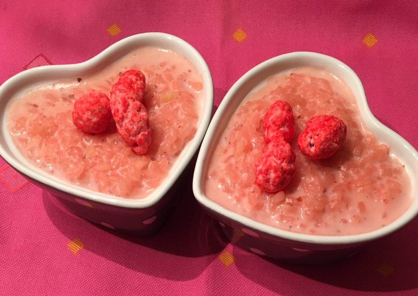 Arroz con leche y pralines Rosas