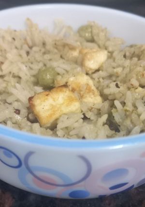 A picture of Peas Paneer Pulao.
