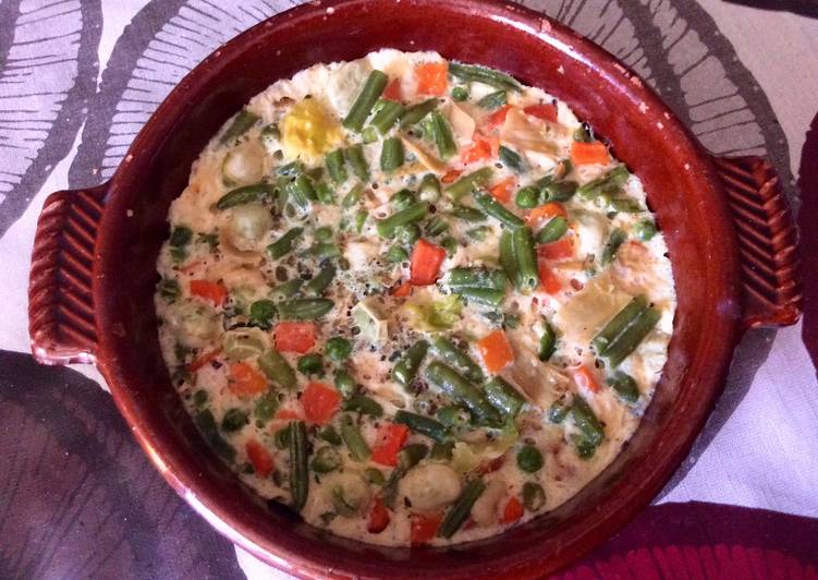 Cazuela de menestra al microondas 🥚🥕🥛