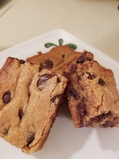 A picture of Chocolate Chip Peanut Butter Brownies.