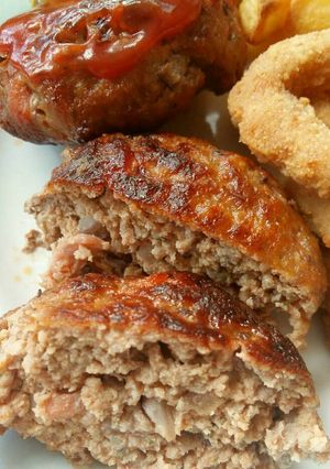 A picture of Vickys Pork & Bacon Burgers, GF DF EF SF NF.