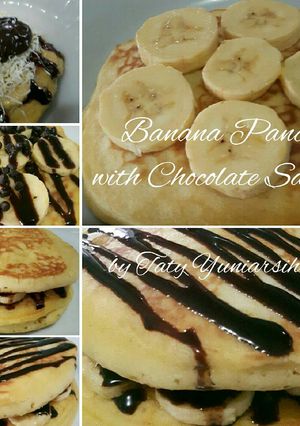 Foto resep Banana Pancake with Chocolate Sauce