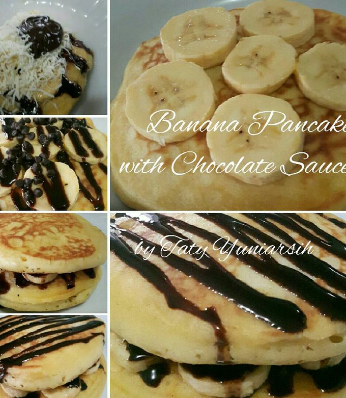 Foto resep Banana Pancake with Chocolate Sauce