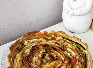 Une photo de Tarte Spirale Patate Douce Courgette et Brie