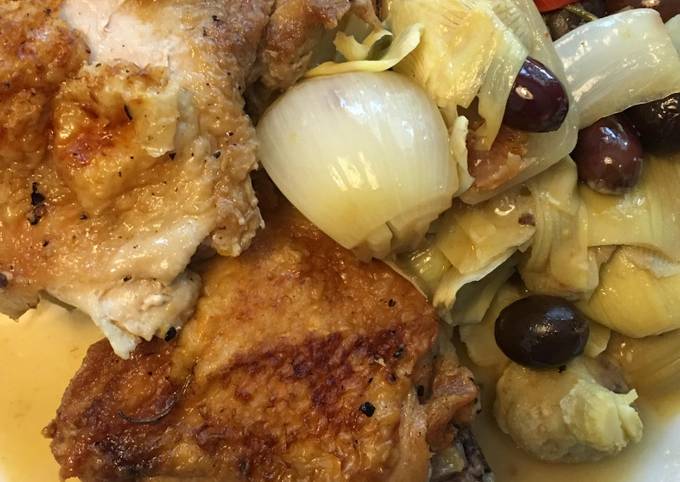 Step-by-Step Guide to Prepare Super Quick Homemade Braised Chicken With Artichokes and Olives