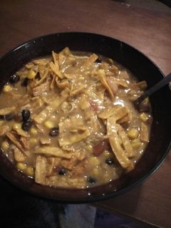 A picture of Chicken tortilla soup.
