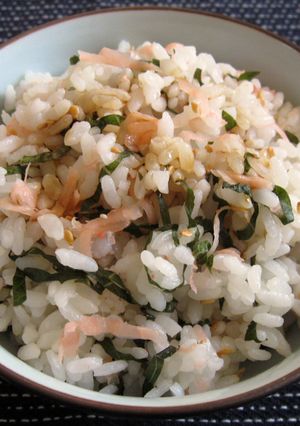 A picture of Pickled Ginger & Shiso Mazegohan.