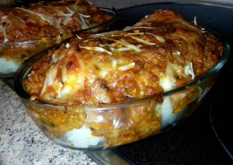 Coliflor con boloñesa de soja (vegetariano)