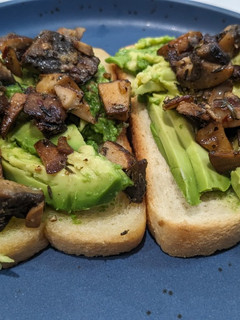 A picture of Mushroom Avocado Toast.