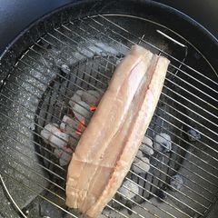 A picture of Rooibos smoked snoek with a BBQ apricot glaze.