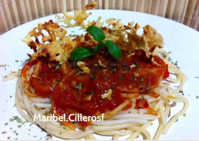 Espagueti Con Tomate Casero Receta De Maribel Cillerosf Cookpad