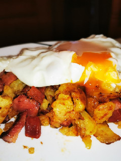 Una foto de Migas de patata con chorizo y bacon