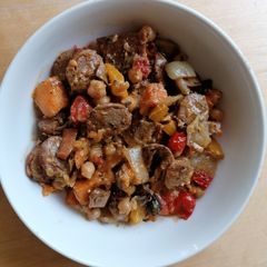 Sausage and sweet potato bake A picture of Sausage and sweet potato bake.