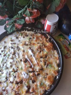 عکسی از دستور پیتزا گوشت چرخی
