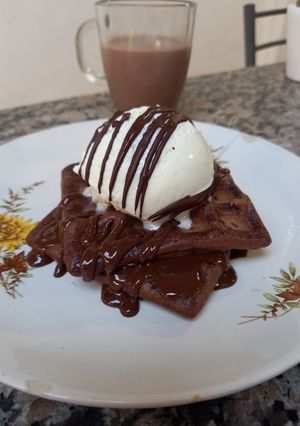 Una foto de Waffles de chocolate 🧇🍫