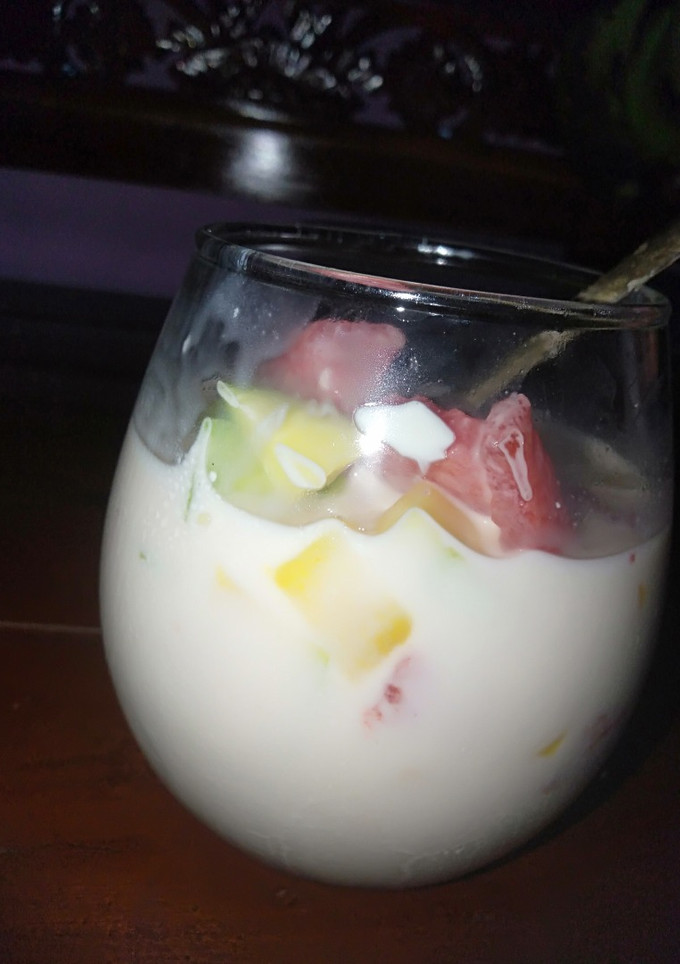 Foto resep Fruit jellyball🍡🍉 🥭 creamy milk🫗