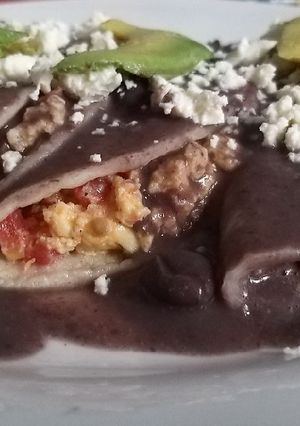 Una foto de Enfrijoladas mexicanas