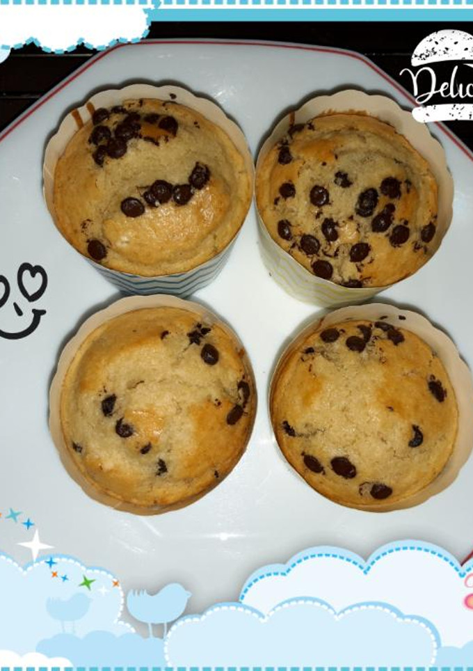 Una foto de Magdalenas veganas de pepitas de chocolate