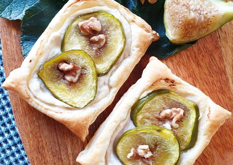 Hojaldre con crema de ricota, higos y nueces