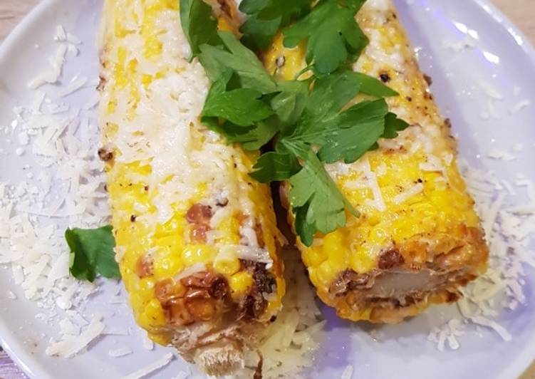 Steps to Prepare Super Quick Homemade Cheesy, garlicky corn on the cob