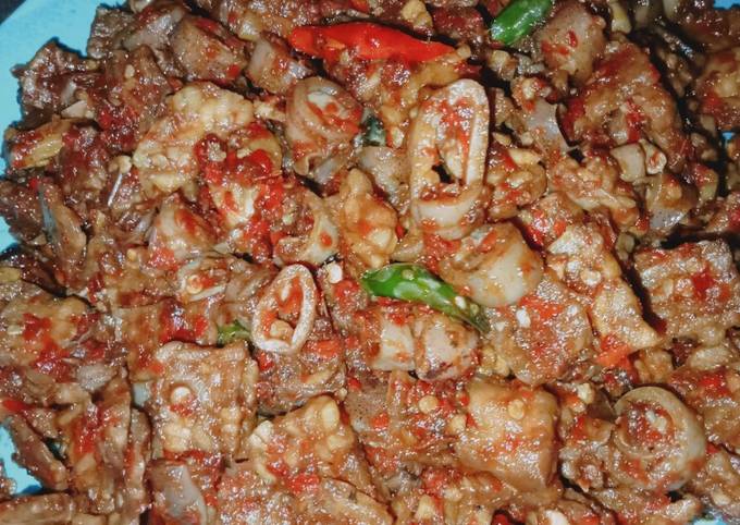 Sambal basah cumi asin dan tempe pedas manis