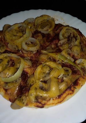 A picture of Italian mushroom pizza 🍕#4weekschallenge.