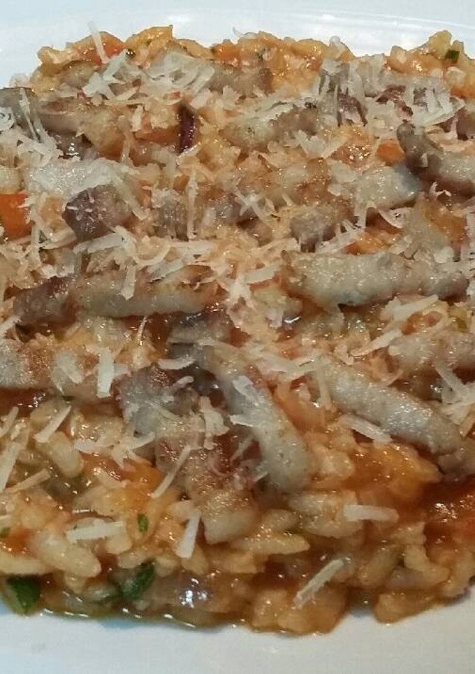 Una foto de Risotto con lardons y parmesano