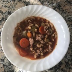A picture of Mother Freakin' Hamburger Soup That Doesn't Suck.