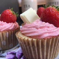 A picture of Strawberry cupcakes.