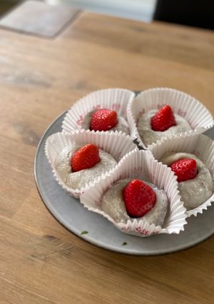 A picture of 🍓 Easy Strawberry Daifuku (mochi) using Microwave.