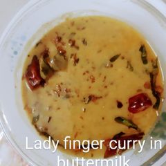 A picture of Lady finger curry in buttermilk.