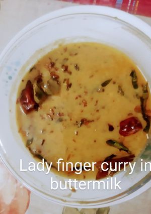 A picture of Lady finger curry in buttermilk.