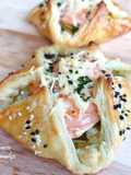 Feuilleté saumon poireaux et cheddar