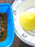Eba with vegetable soup