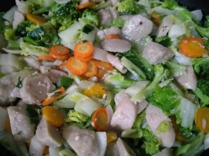 Easy Steps to Make Recipes Capcai Sayur Sosis Bakso the Can Spoil the Tongue Really Delicious.