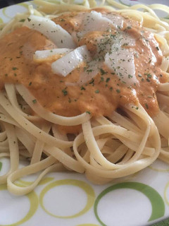 Una foto de Tallarines con salsa de calabaza y queso