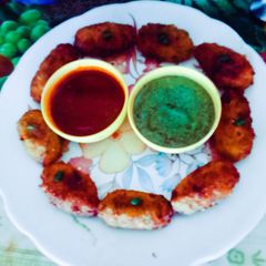 A picture of Crispy tasty green peas(Matar) nuggets for party mood.