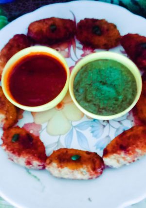 A picture of Crispy tasty green peas(Matar) nuggets for party mood.