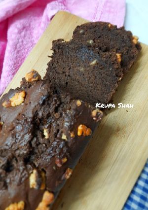 A picture of Whole wheat choco banana walnut cake.