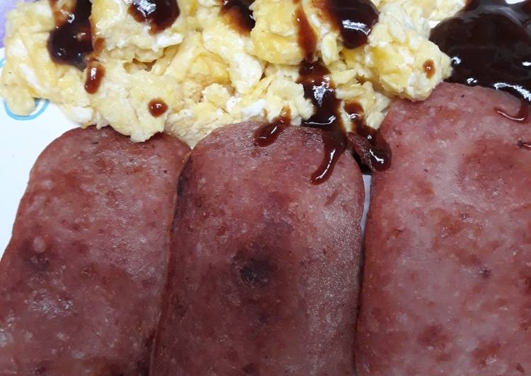 Easiest Way to Make Favorite Eggs an Spam with Hp sauce