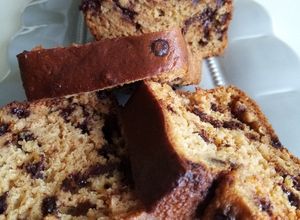 Une photo de Cake healthy vanille pépites de chocolat