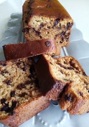 Une photo de Cake healthy vanille pépites de chocolat