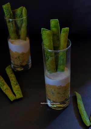 A picture of Tuvar Spinach Kachori with Raita.