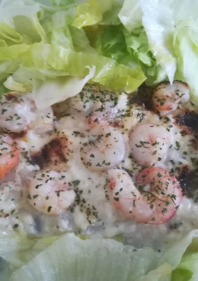 Una foto de Bacalao con gambas y mayonesa gratinado