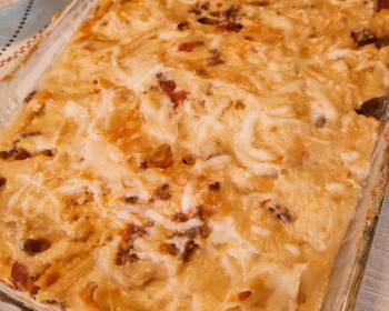 Fresh, Prepare Recipe Baked Pasta w White Sauce Delicious Nutritious