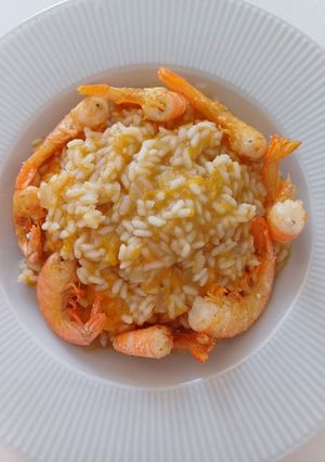 Foto principal de Risotto de calabaza con colas de langostinos