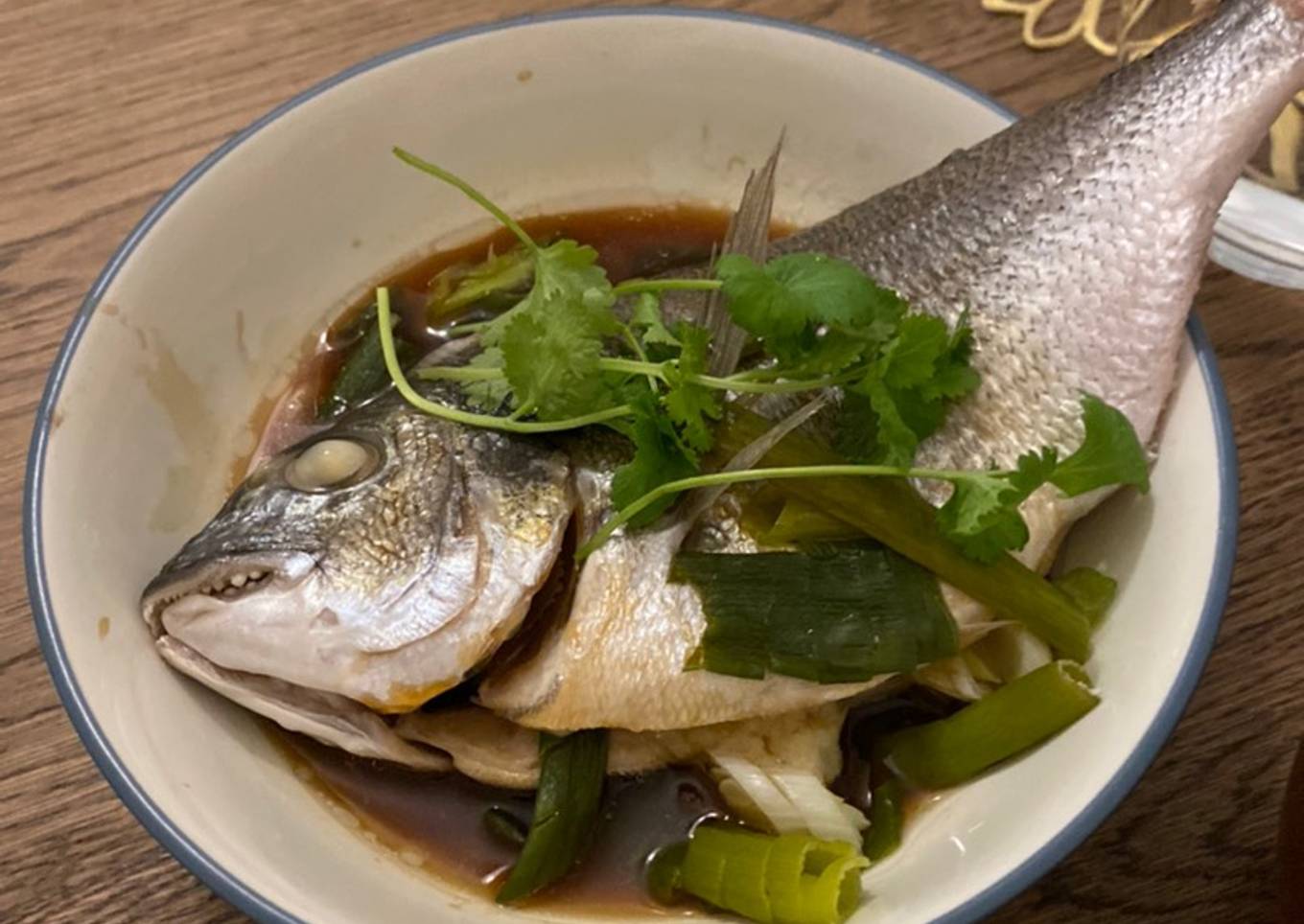 Steamed whole sea bream with oyster sauce