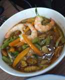 Tôm nhộng sầu (xào) rau