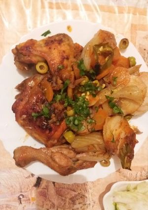 صورة لوصفة دجاج بالخضر