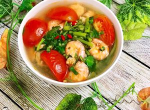 Hình của món Canh Chua Rau Muống Nấu Tôm Thẻ.